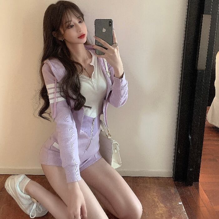 スプリングサマースタイルショートフードカーディガンジャケット ハイウェストウェストショーツ レディース 春物 夏物 ブルマー ドラファッションホール22381697619