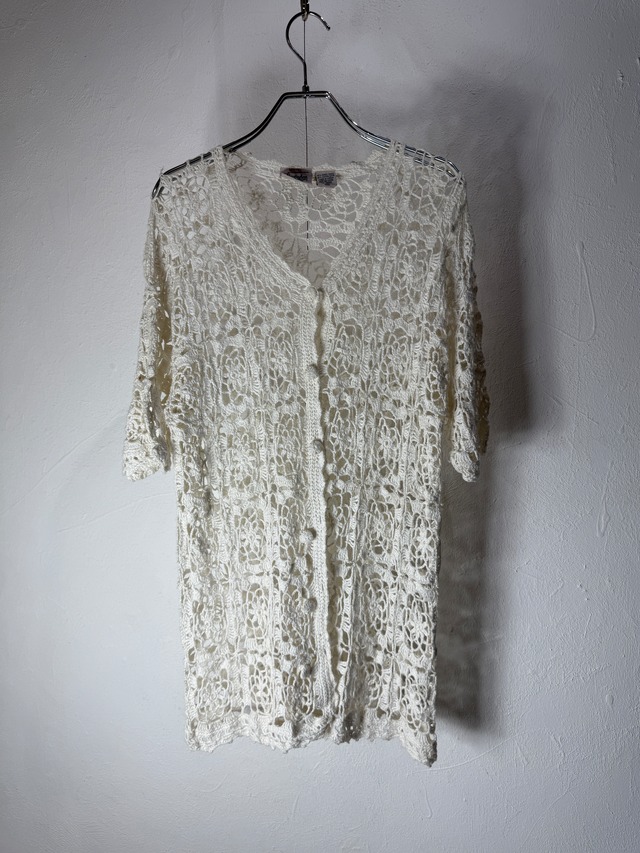 90’s Crochet Ramie Cotton Cardigan