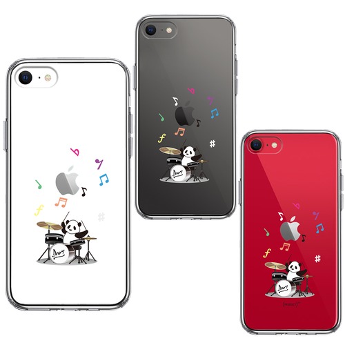 【即納】iPhoneSE(第２世代) スマホケース おもしろ パンダ ドラム アニマル 面白い クリアケース 透明 人気 シンプル 動物