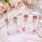 《 Sweet heart SWAROVSKI ♡オーガンジーリボン.ハート》 ピアス/イヤリング