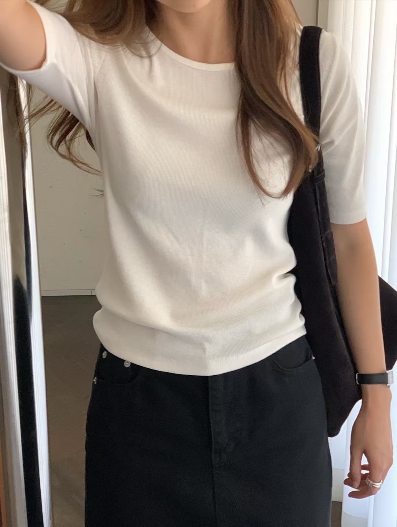 (即納) verveine / Merry round neck tee 2color