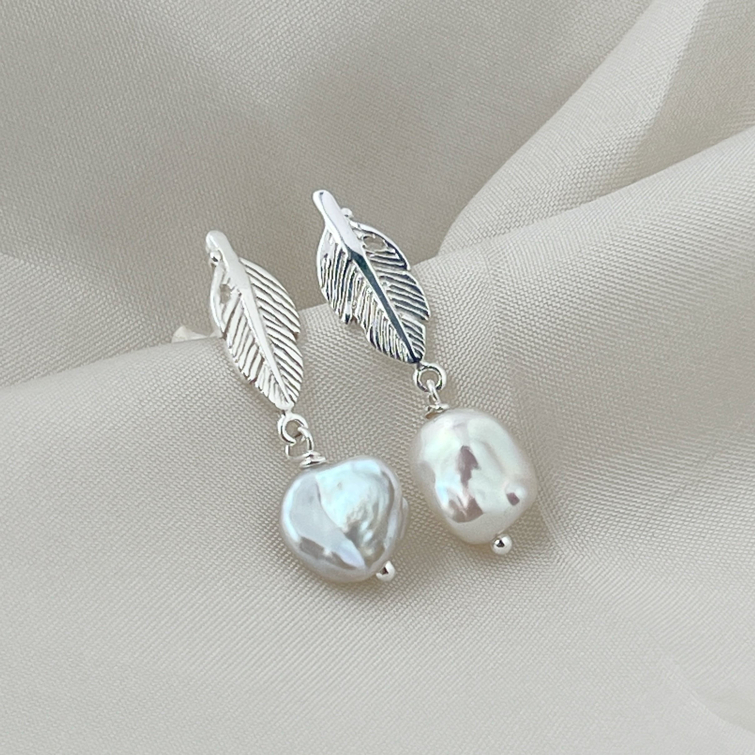 Lagoon Original バロックパール フェザー スタッドピアス 羽 鳥