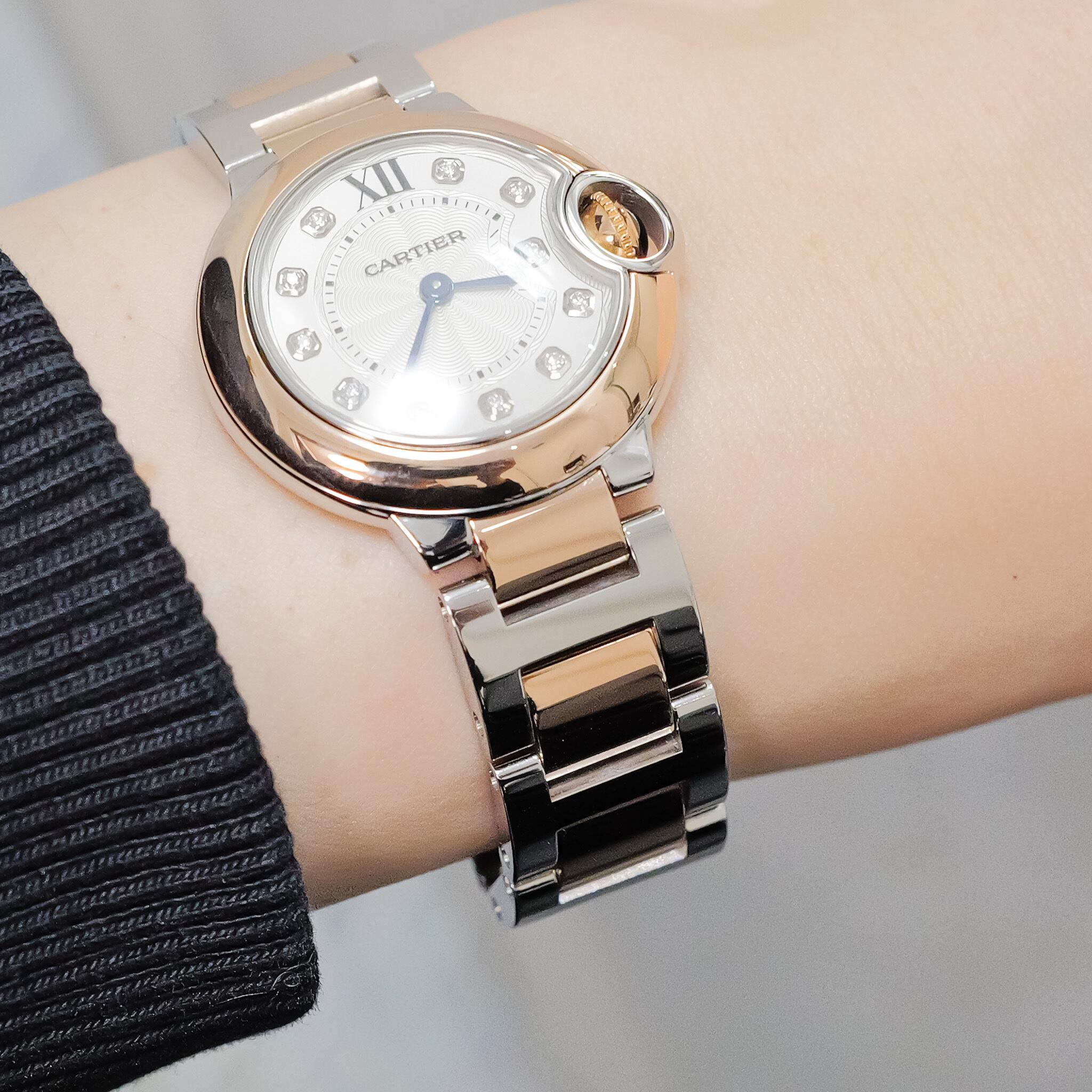 カルティエ CARTIER W3BB0021 バロンブルー PGコンビ 11Pダイヤ 自動巻き レディース 良品 _909097 Cartier（カルティエ） CARTIER W3BB0021 バロンブルー PGコンビ 11P