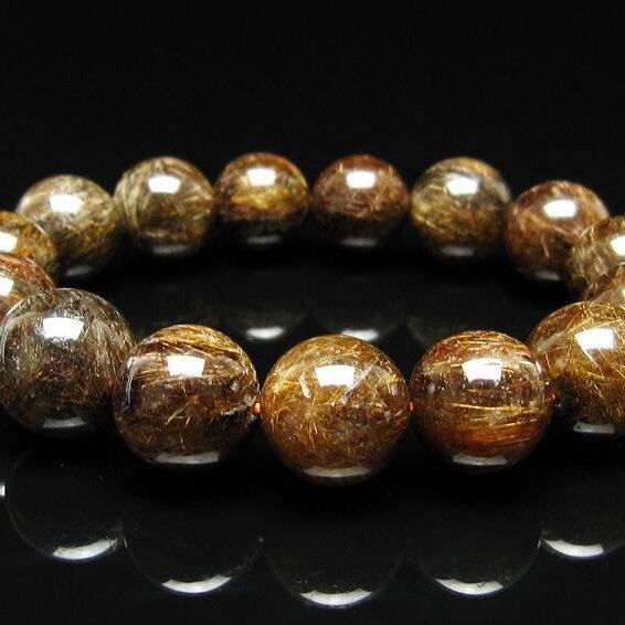 ルチルクォーツ ブレスレット 14mm ブロンズルチル ブレス 一点物 111-50820