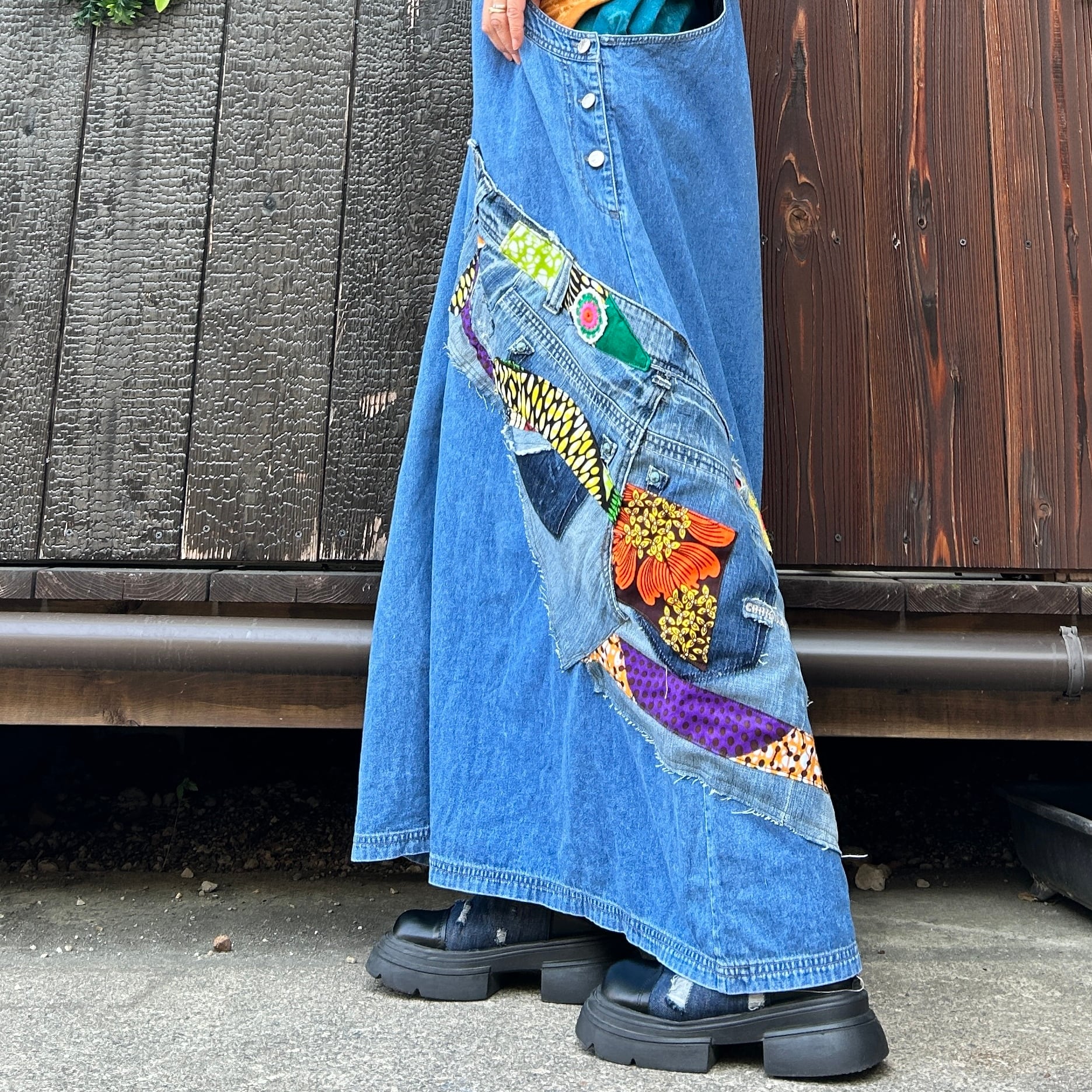 リメイクデニムサロペットスカート | アジアン雑貨ルチュ