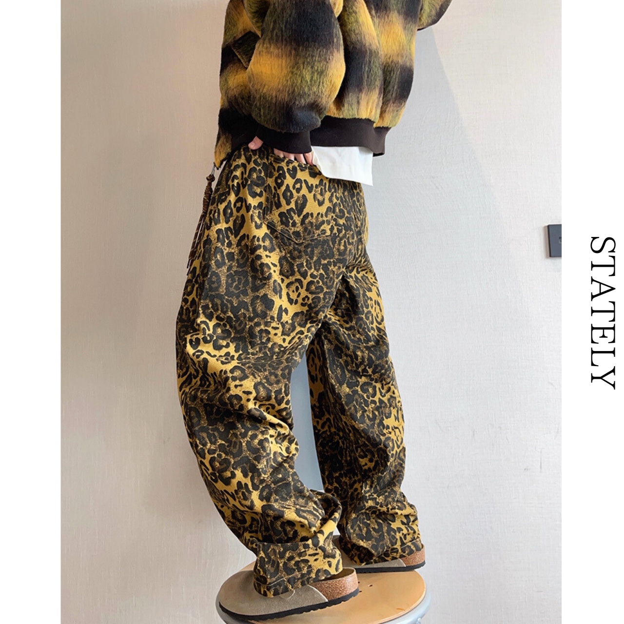 Leopard Canvas Curved Trousers/2color_B71・画像10