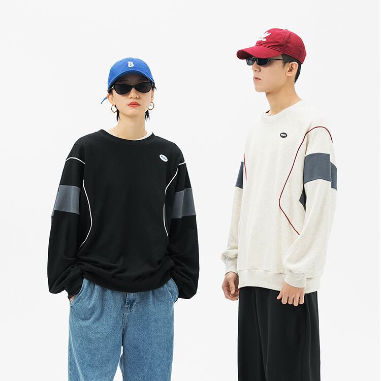Yidao、ヴィンテージの春服、新しいeseスタイルのコントラストステッチのレタープリントカジュアルジャケット、男の子のオールマッチラウンドネックセーター-Alibaba スプリング 春物 Oネック ビンテージ hip6-16113994752346