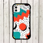 受注生産 iPhoneケース ジグザグと赤い丸のポップ抽象｜ポップアート PABS020D