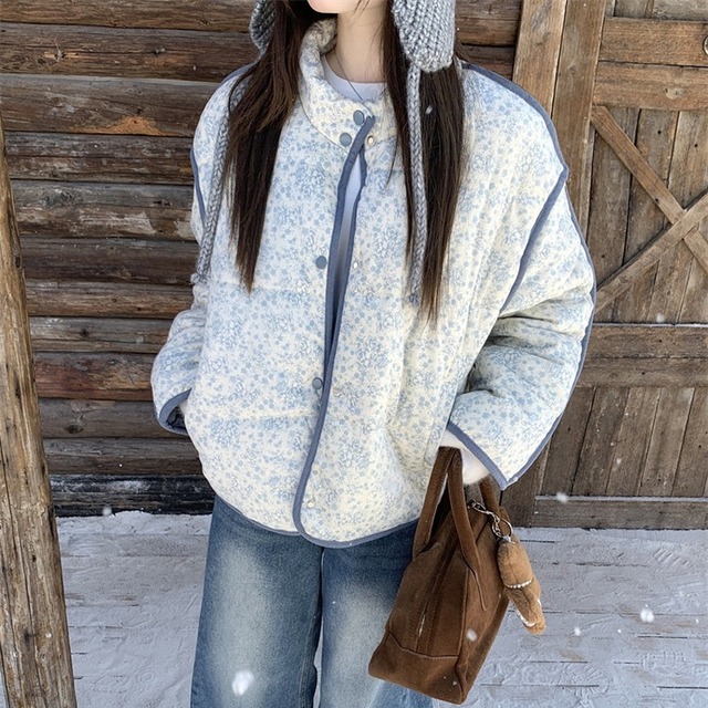 stand-collar flower light-down-jacket　2litr05919