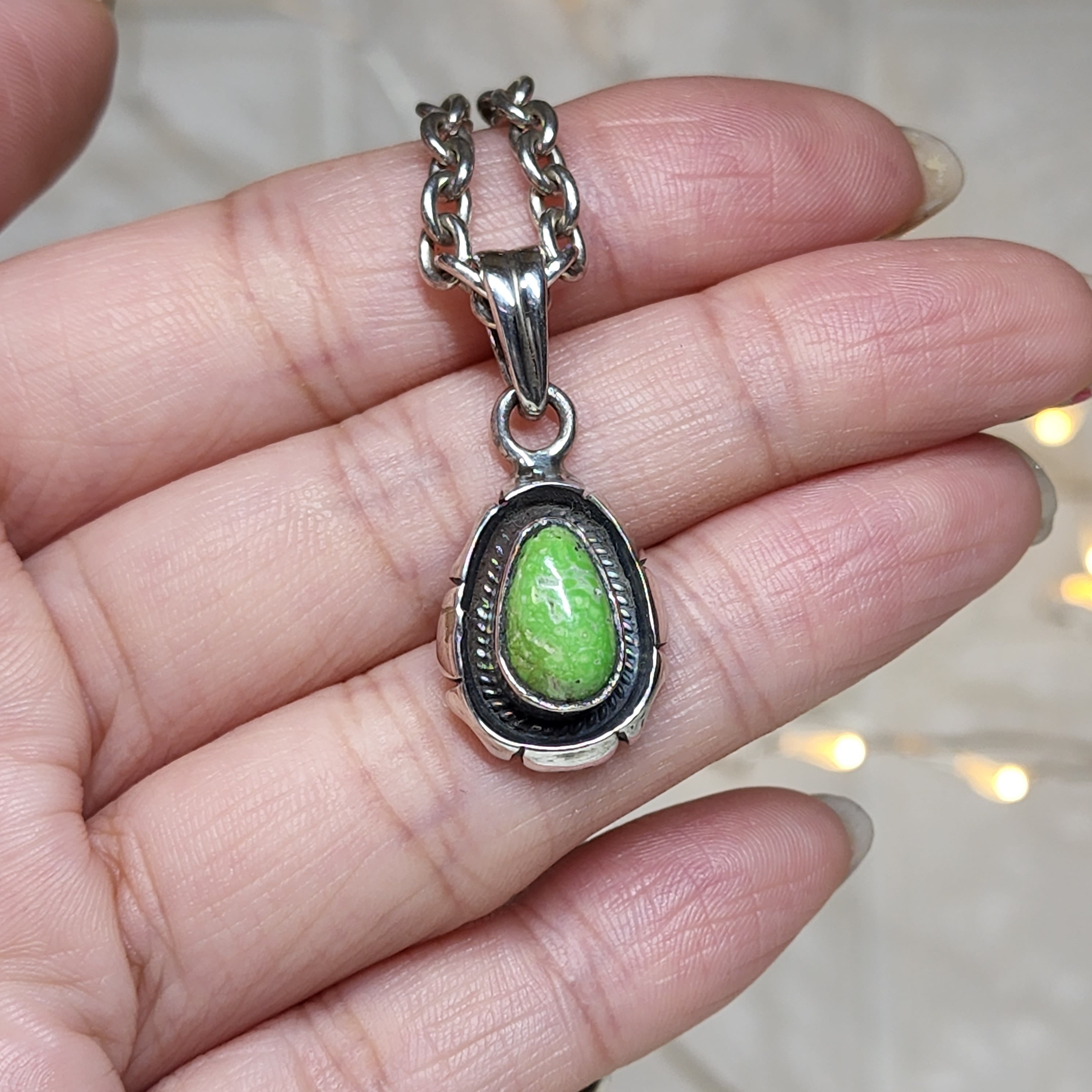 ヴィンテージ シルバー925 グリーンターコイズ ペンダントトップ