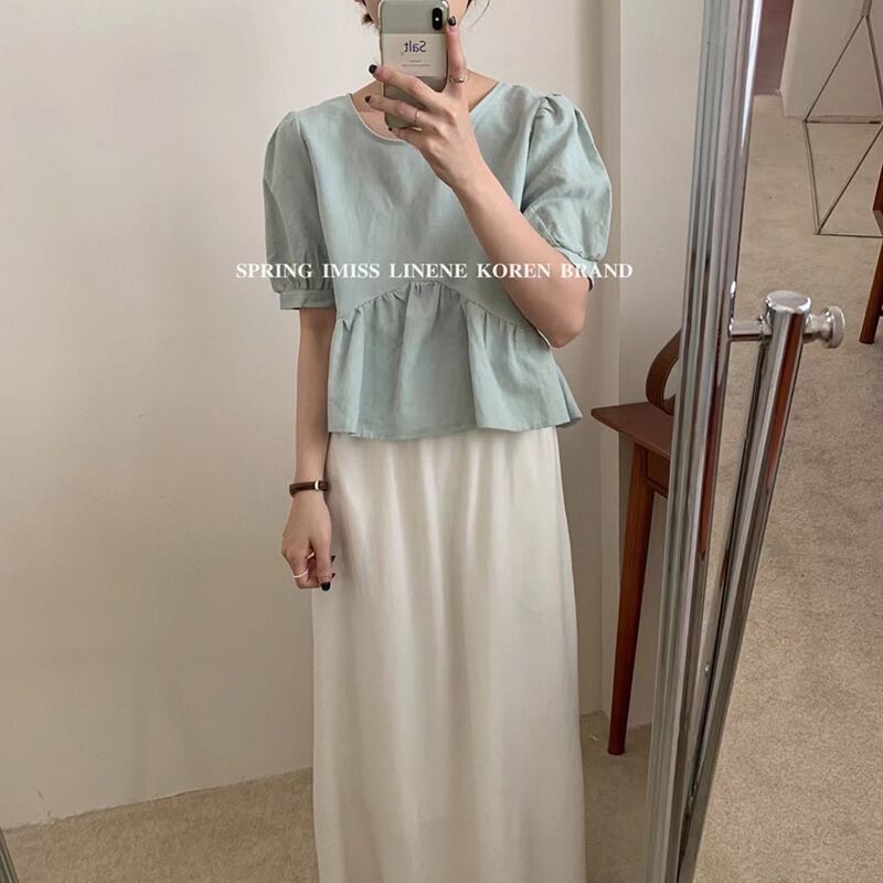 スリーブトップス サマースタイルルーズ薄手半袖シャツ ショート ピンク ハーフスリーブ 夏物 ビッグFスモールZ韓国94891341197