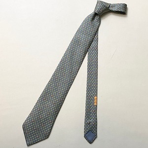 HERMES turtle pattern silk tie 