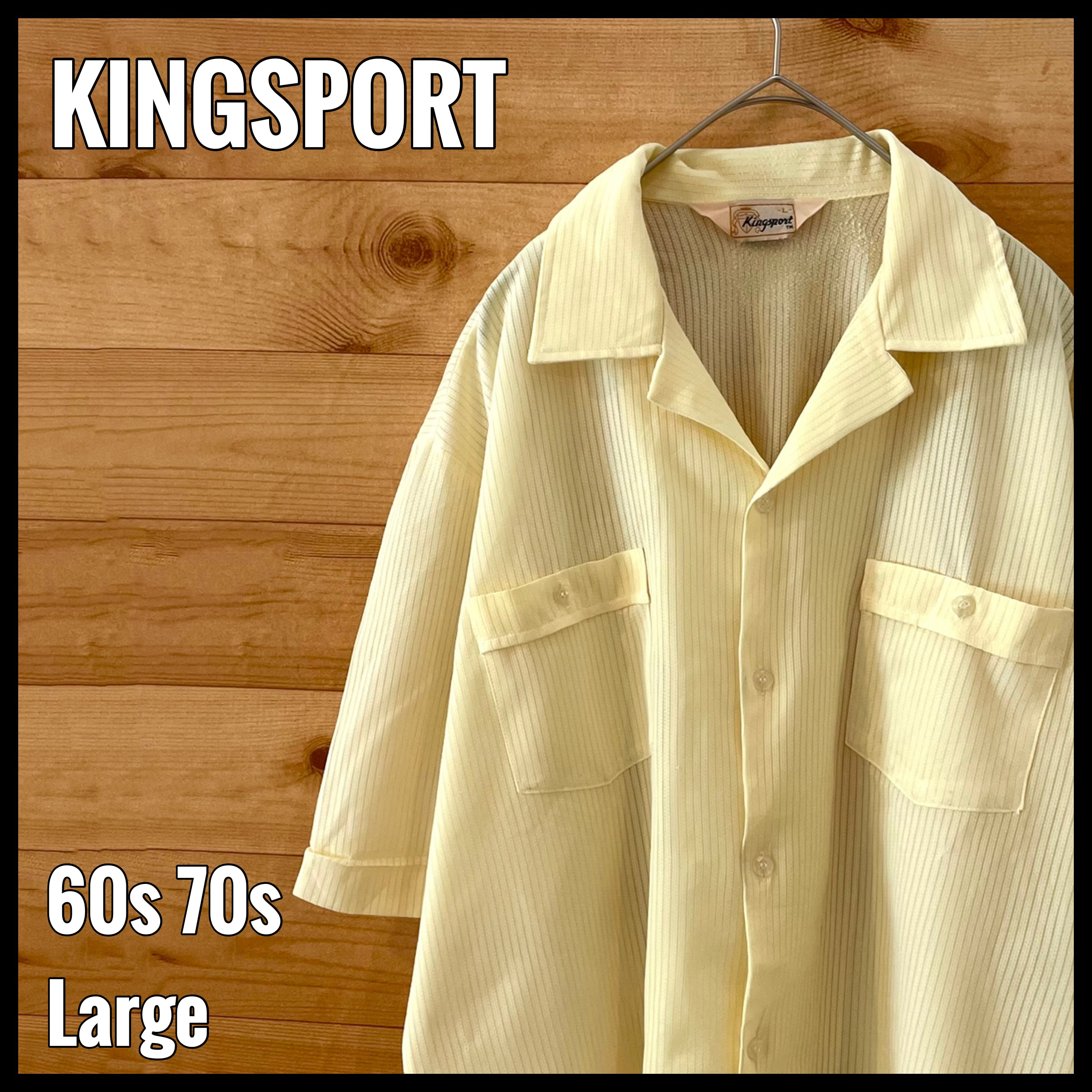 KING SPORT】60s 70s オープンカラーシャツ 開襟シャツ ストライプ 
