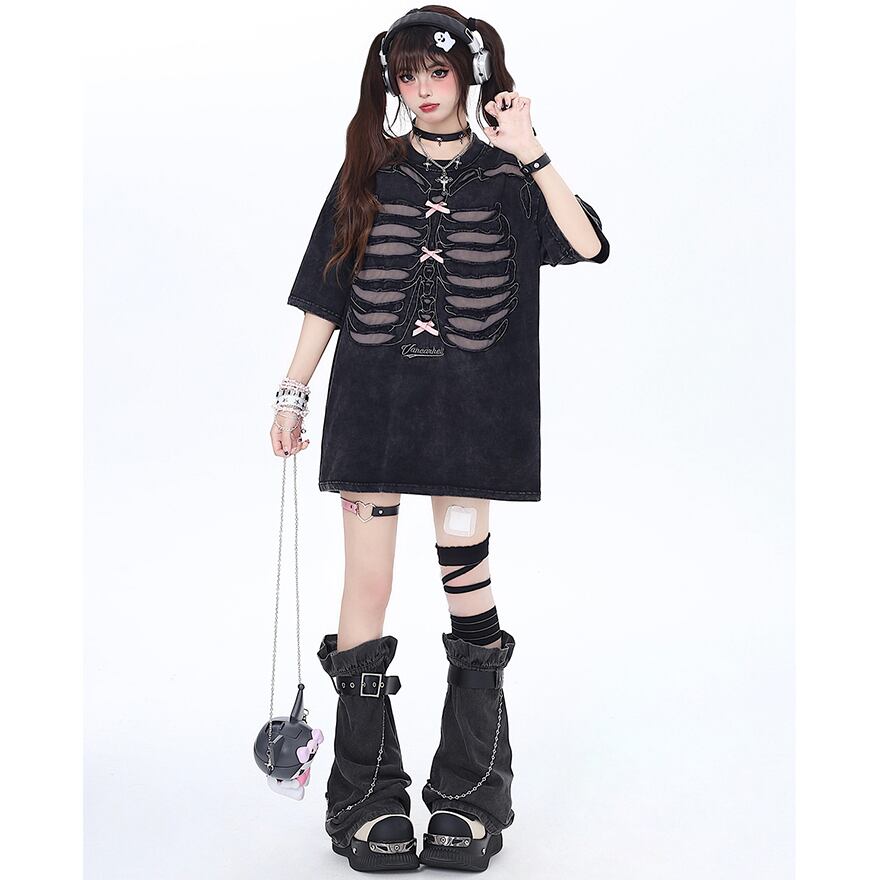 PUTUMAYO ゴスロリパンクy2k【未使用】袖シフォンリボンフリルカットソー 3d2c7ab9e4c55a5f73204b4b75ad9d