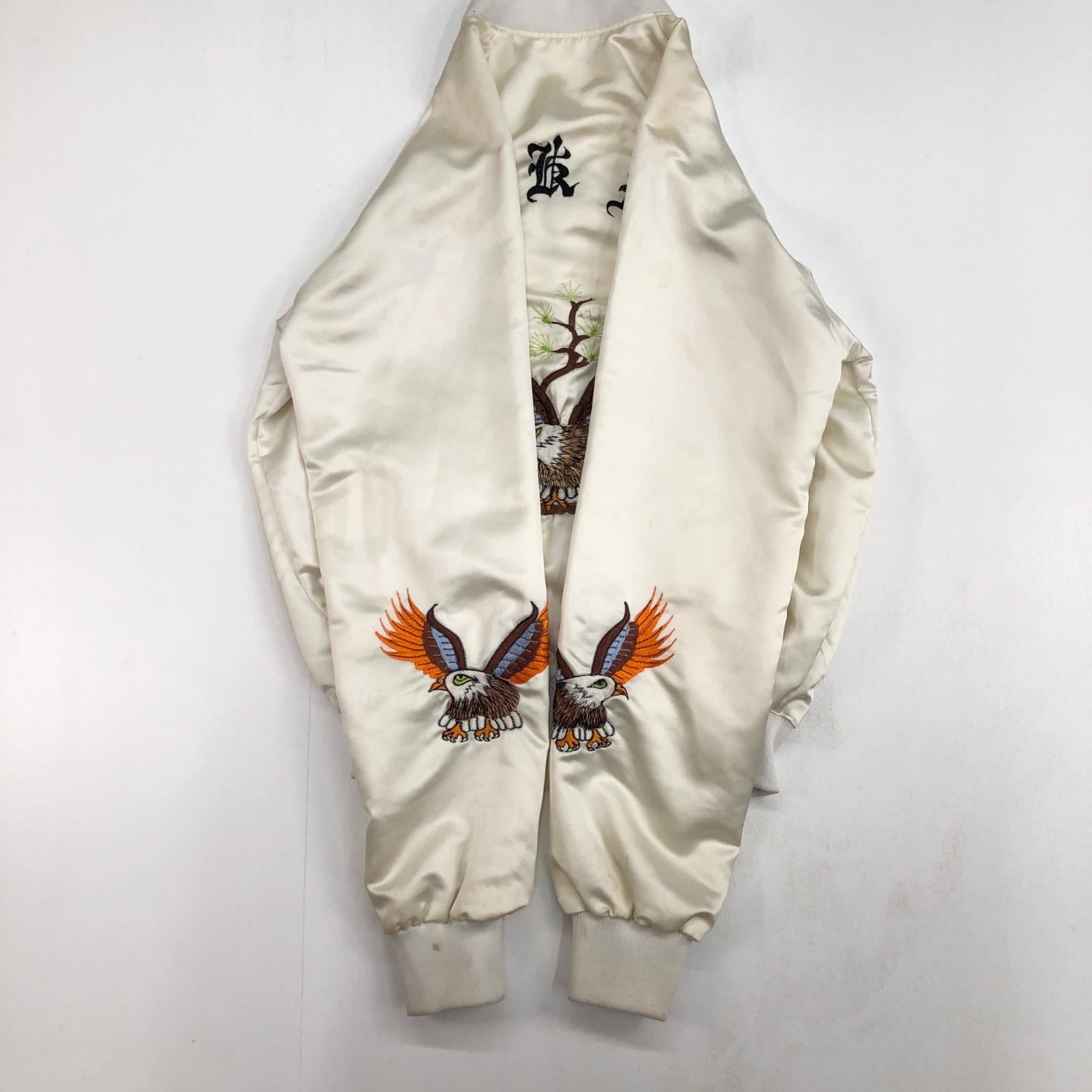 80年代 KOREA製 スーベニアジャケット コリジャン ホワイト Lサイズ