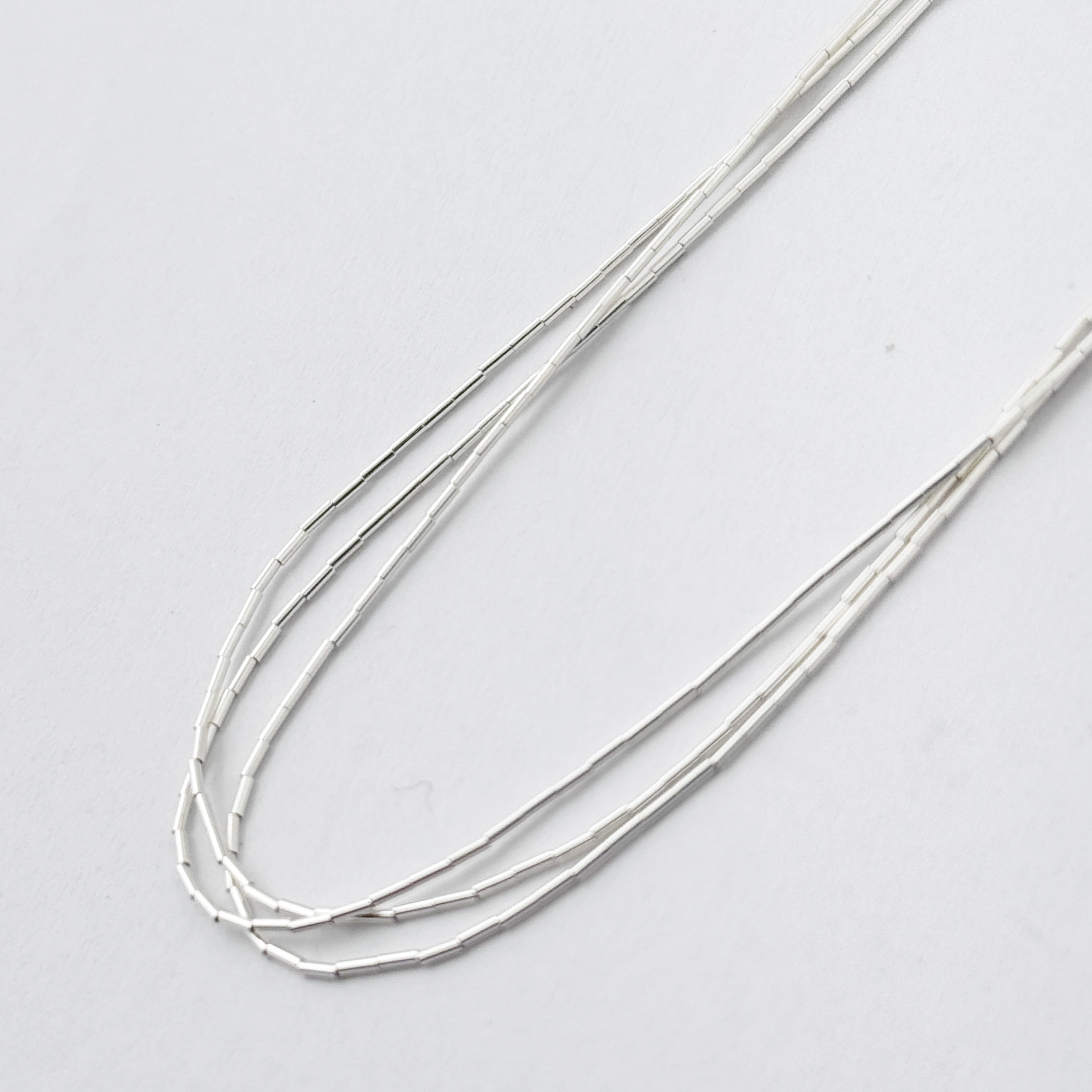 【再入荷】リキッド シルバー ネックレス 3連 62cm+5cm《Indian Jewelry》