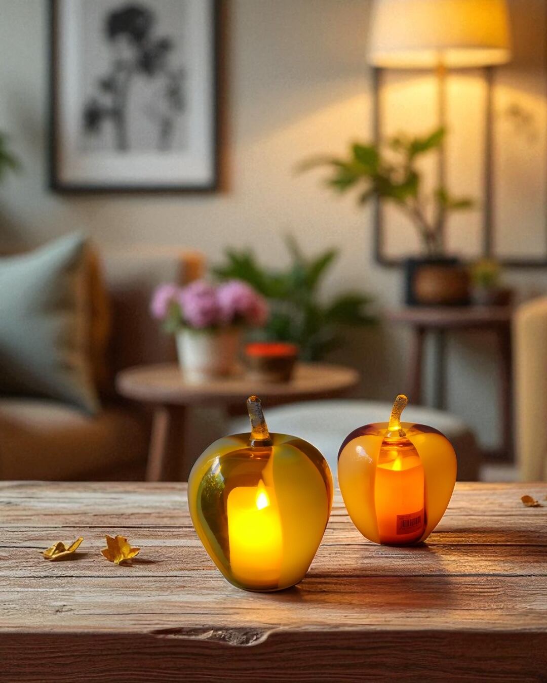 25秋】キャンドルホルダー (高さ 11cm)りんご ピンクホワイト | TSUNE