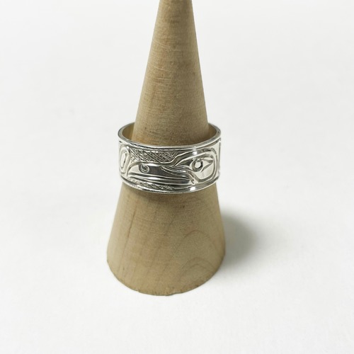 First Nations Hand Carved Sterling Ring Made By Paddy Seaweed (Raven Motif)