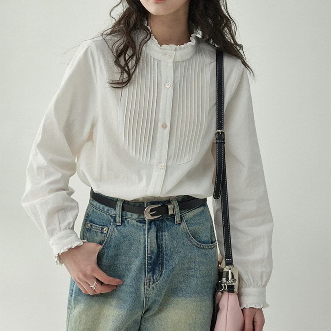 stand collar stacking top shirt