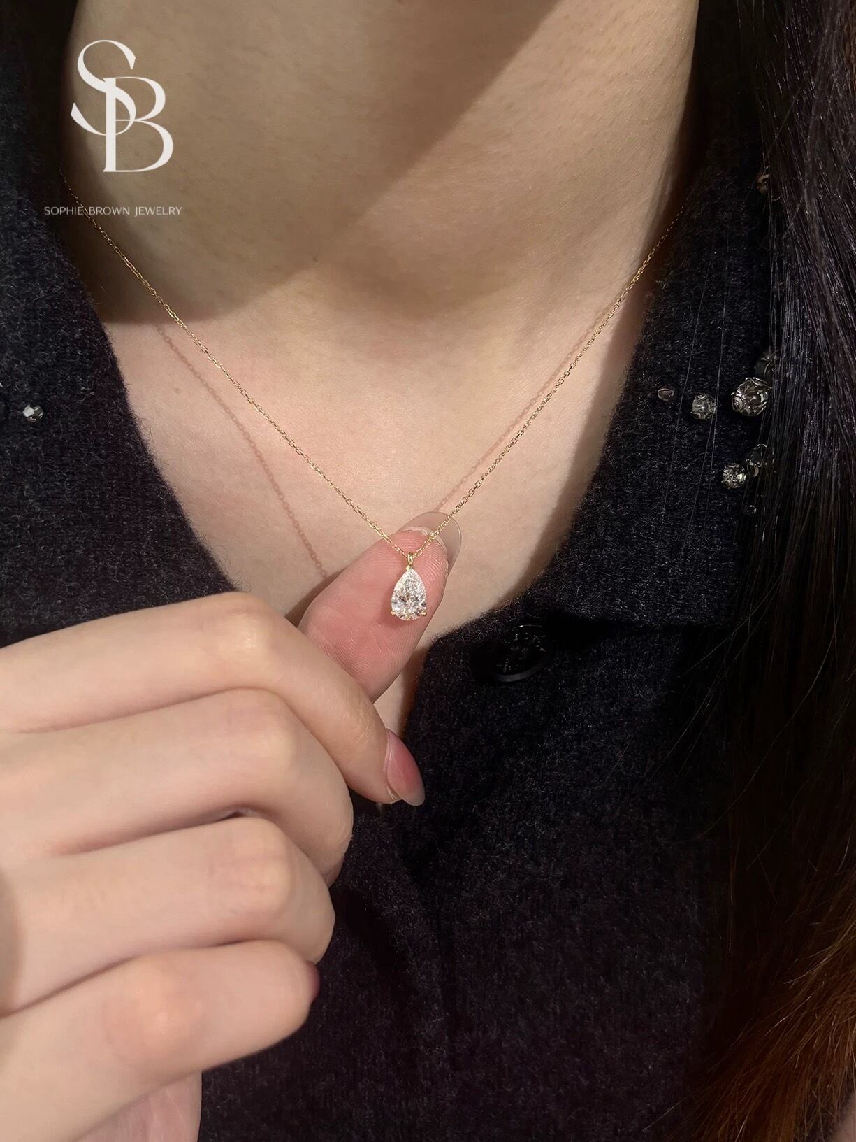ラボグロウンダイヤモンド ペアシェイプカット ネックレス K18 1粒 シンプル ラボグロウンダイヤモンド ペアシェイプ 0.5/0.7/1ct 18金 ゴージャス