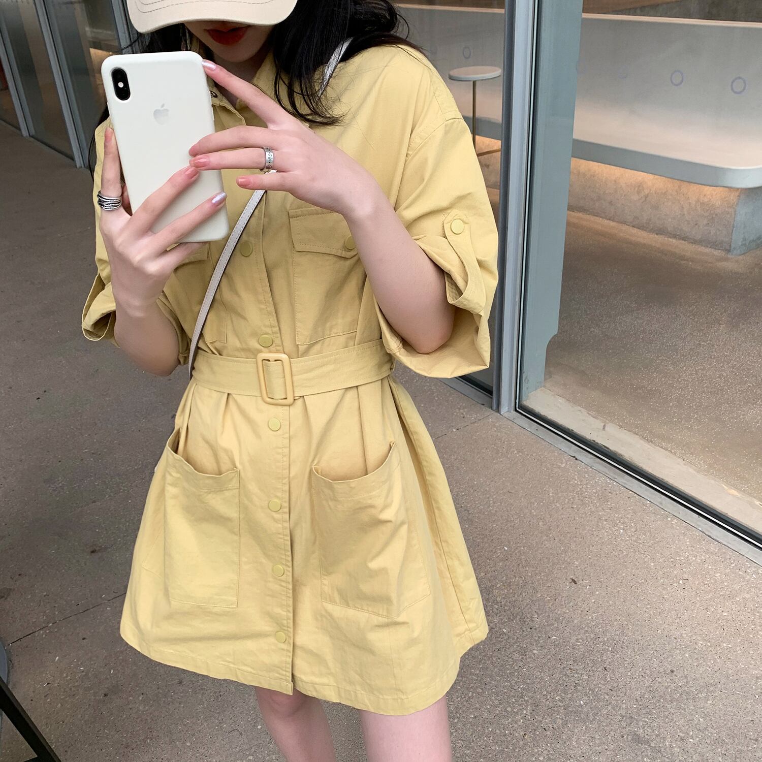 シャツ ドレス スプリングウェスト薄手Aラインスカート レース 春物 レースアップ 6Du_Shop_Women9854386251