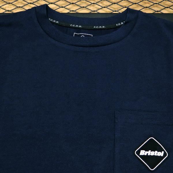 F.C.R.B./F.C.Real Bristol/FCRB エフシーアールビー/エフシーレアルブリストル VERTICAL LOGO EMBLEM POCKET TEE バーチャルロゴ エンブレム ポケット半袖Tシャツ ブラック FCRB-220074