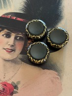 Japanese Vintage ボタン 17mm グレー×ゴールド カボション 樹脂ボタン 昭和レトロ アクセサリーパーツ 装飾材 カルトナージュ