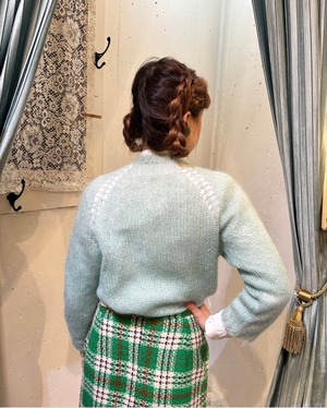 50's60's blue color mohair cardigan