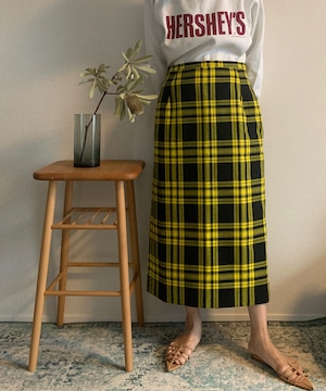 【送料無料】80's yellow/black plaid skirt