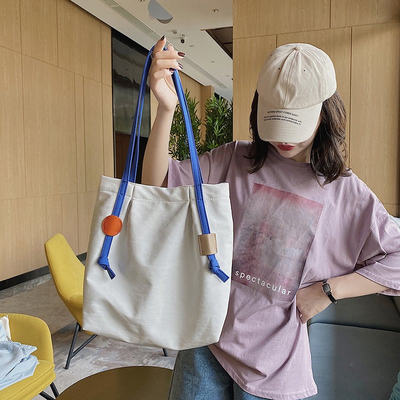 ≡新品キャンバスブルーストラップショルダートートバッグ 原宿系