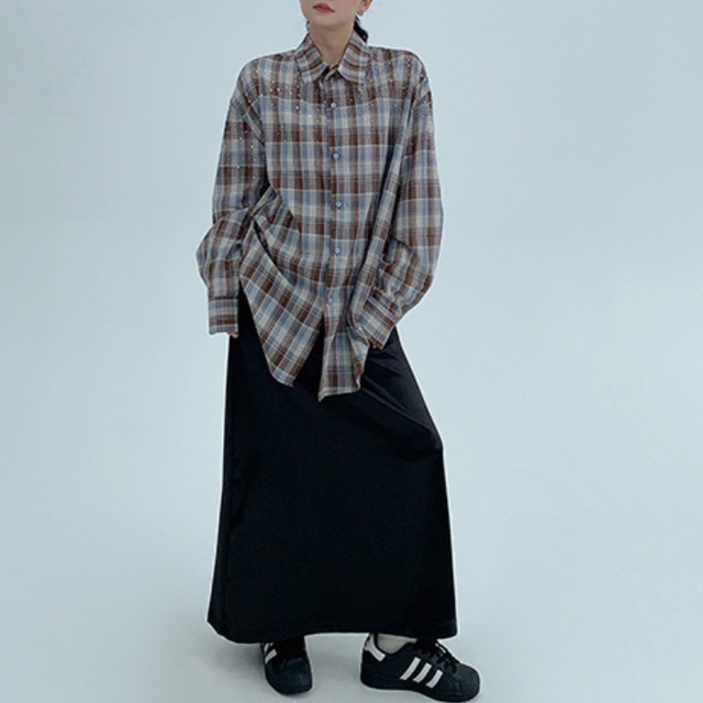 drop color checked shirt　ドロップカラーチェック柄シャツ　J1314