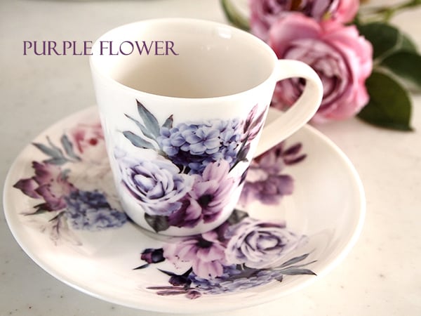 パープルフラワー転写紙 A4サイズ（ポーセラーツ用転写紙 紫の花