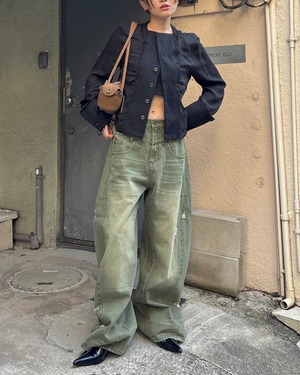 【26AW | WOMEN】Feng Chen Wang フェンチェンワン / パンツ / Green Washed Denim Pants  FUF22TR33