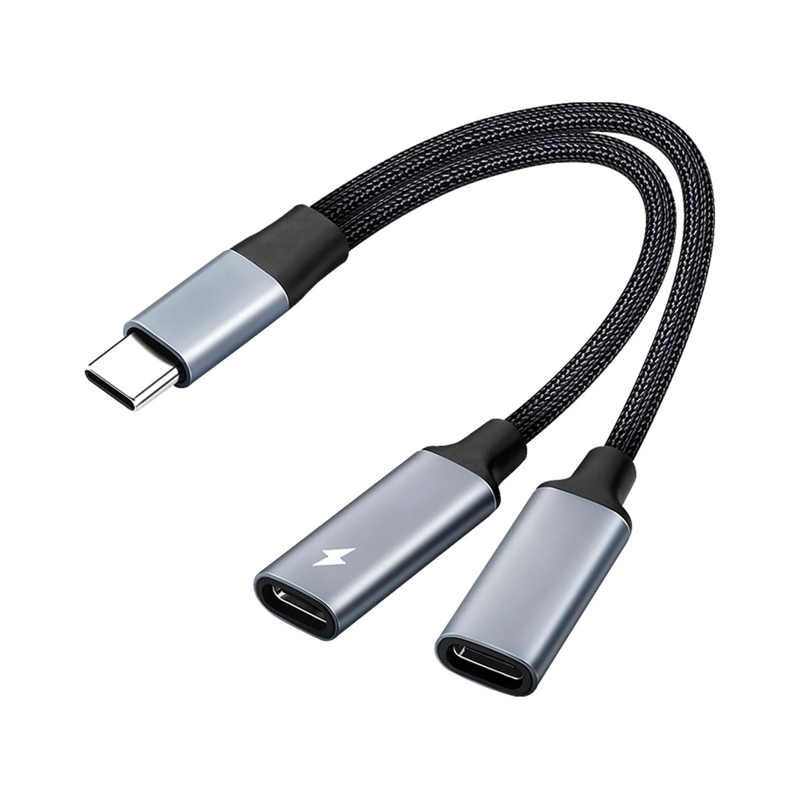 【数量限り】Akkerds C型充電スプリッタアダプタ USB-Cスプリッタ Type-c?Type-cメスアダプタ Y型スプリッタケーブル(ディスプレイには不適) C型オスから 2つのC型メスまでのデュアル C型ポートハブ 高耐久性ナイロン編み