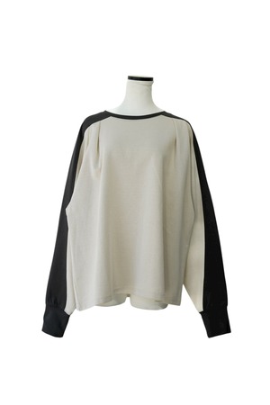 Nora Lily/    Switching Bi-Color Tuck Raglan Tee/アイボリー×グレー