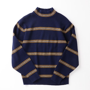 【極美品】70s Vintage knit mock neck sweater made in USA mint condition  / 70年代 ヴィンテージ ニット モックネック セーター ボーダー サイズM ミントコンディション ネイビー