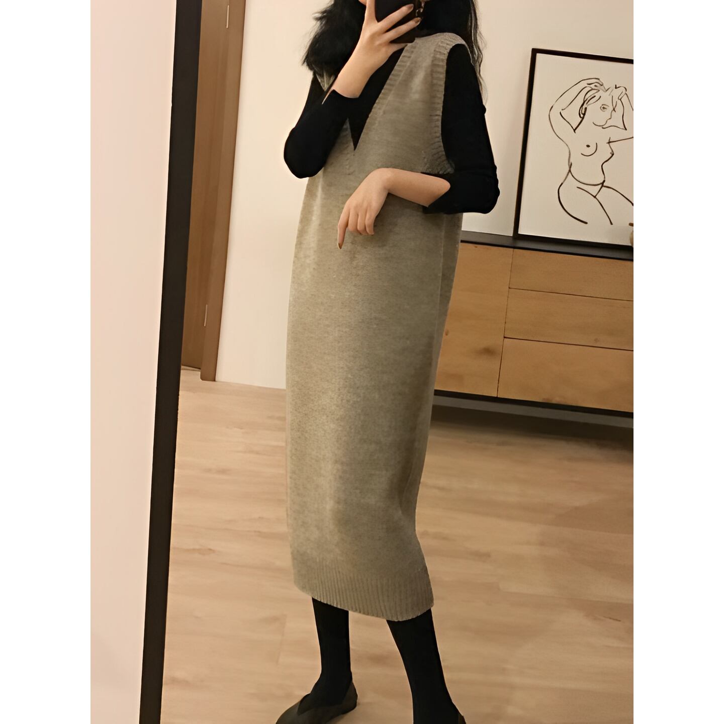 Vネックロングベストワンピース 2color RA1997 | RACOLOR ┃ロカラ