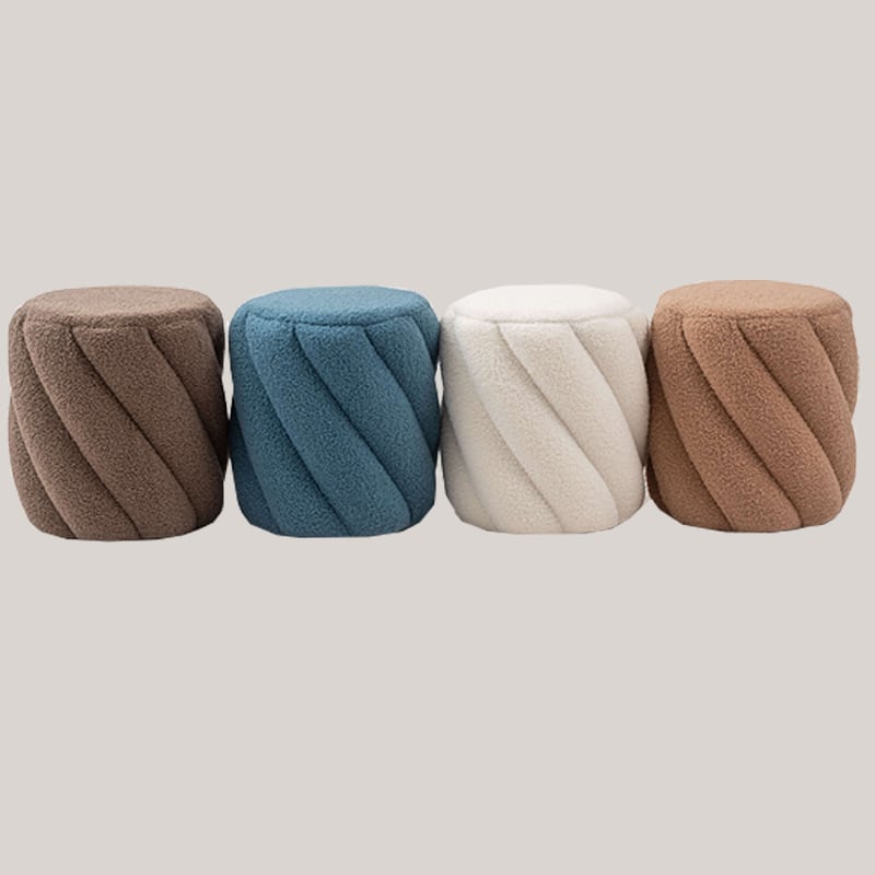スツール 椅子 高さ40cm 丸 オットマン 可愛い おしゃれ もこもこ 足置き 一人掛け 北欧 シンプル 円形 玄関 ドレッサー サイドテーブル コンパクト 軽量 ツイストスツール ニュアンスカラー 完成品 ブルー ホワイト グレー ベージュ azm-0052