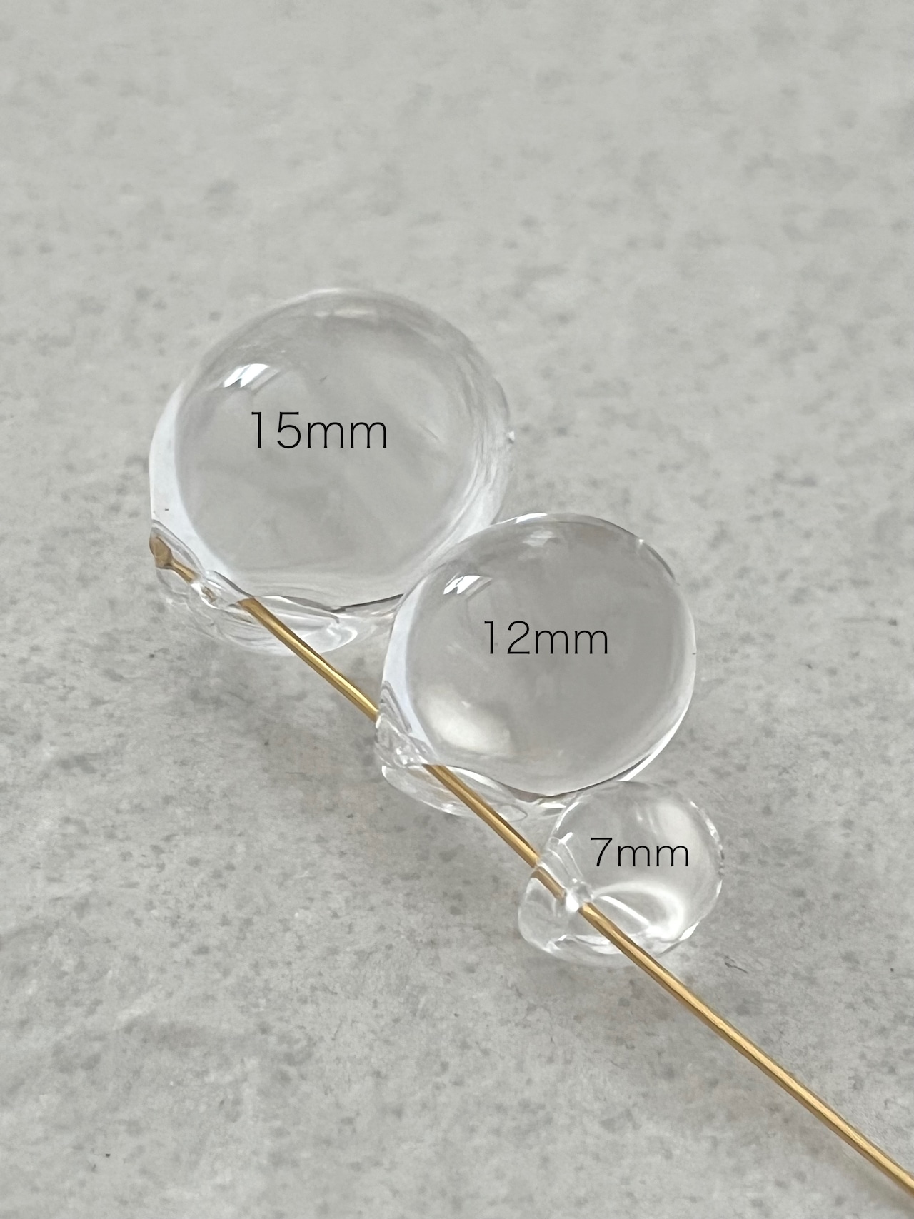 【MIX】7mm・12mm・15mm鈴丸ドロップクリアアクリルビーズ/スペーサー/