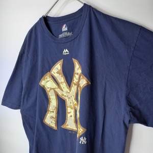 マジェスティック　ベースボールTシャツ　ヤンキース　ゲームシャツ　XL