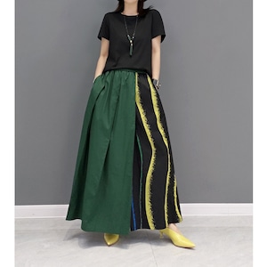 ASYMMETRIC DESIGN WIDE LEG PANTS 2colors M-4205