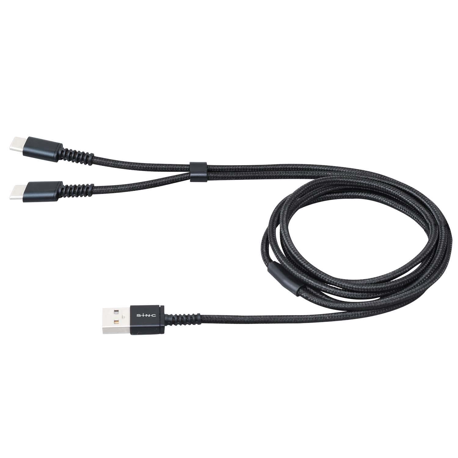 セイワ(SEIWA) 車内用品 USBケーブル Y字 Type A to Type C+Type C 2股 2台同時 D606 Xperia/Galaxy/iPad Pro/MacBook/Android IQOS ILUMA 等 USB-C機器対応 1.0m