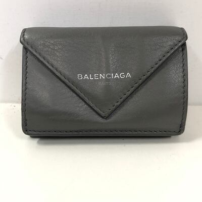 BALENCIAGA ペーパーミニウォレット 三つ折り 黒 レザー バレンシアガ