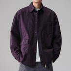 Patch Pocket Long Sleeve Oversized Shirt ◇2color H0861