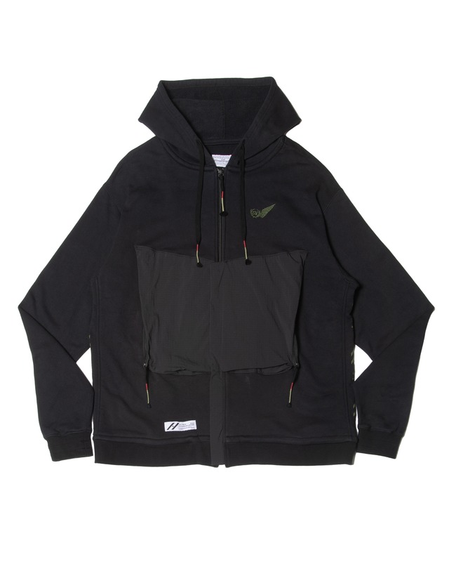 LOWCHEST-PKT ZIP JOGGER LOOSE-FIT HOODIE / SIVA