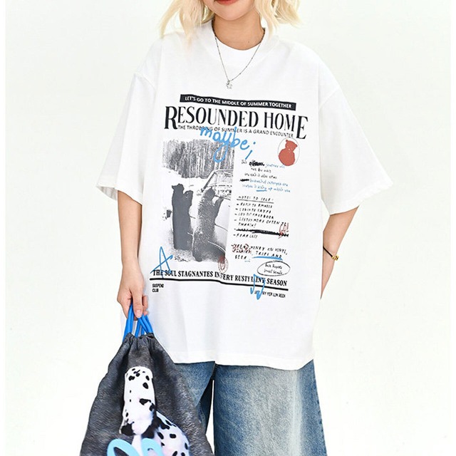 グラフィックコラージュアートレタリングTシャツ 2col   R02008