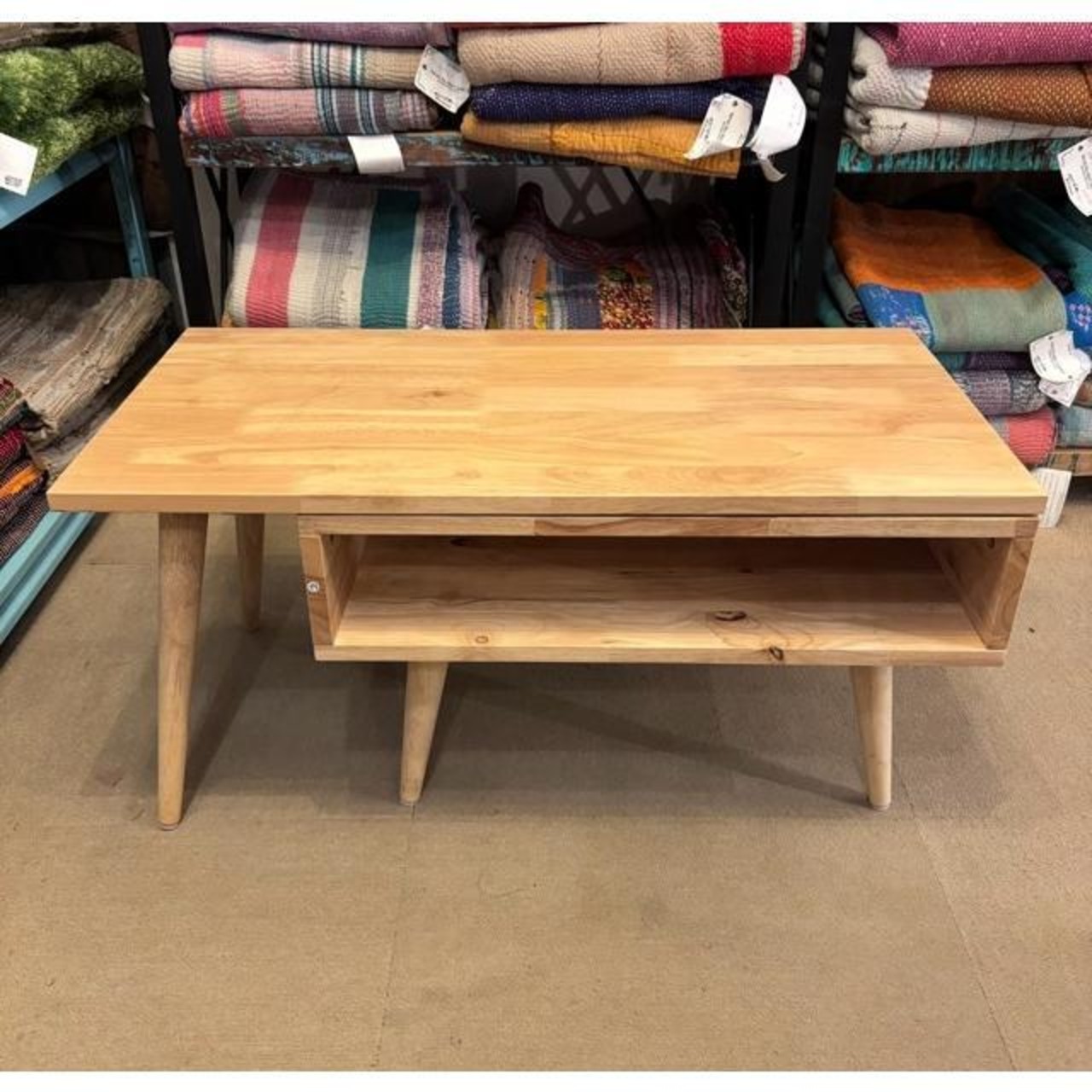 Malaysia Rubber Wood Swing Table W80×H38×D40cm [Warehouse Direct Shipping Item] [Cash on Delivery Not Available] [Cannot be Combined with Other Items] Work Table, Storage, Natural Wood