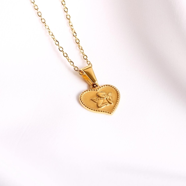 316L Heart Angel Coin necklace #D15