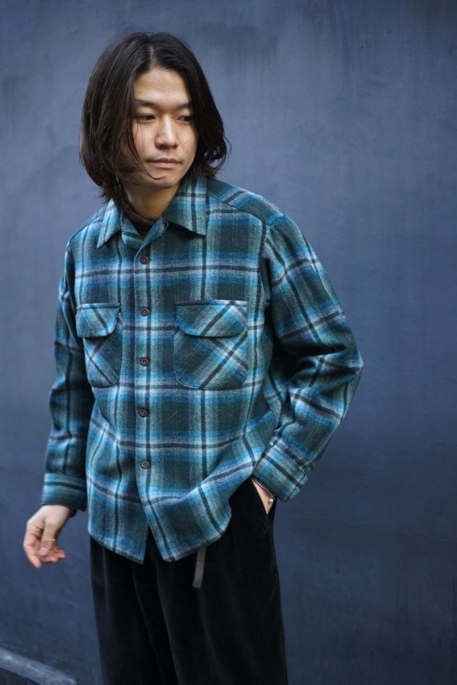 Pendleton [PENDLETON] vintage open collar wool shirt [1970s