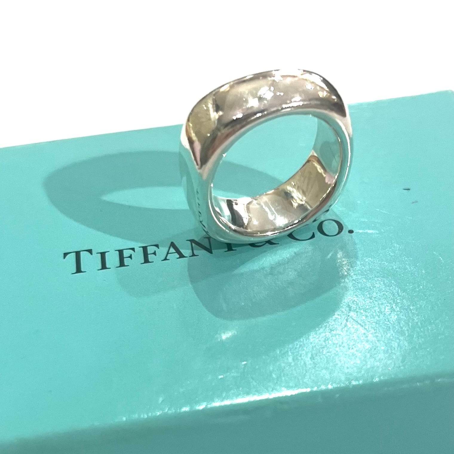 TIFFANY&CO.】2108 スクエアリング／SV925／幅0.9cm／10〜10.5号